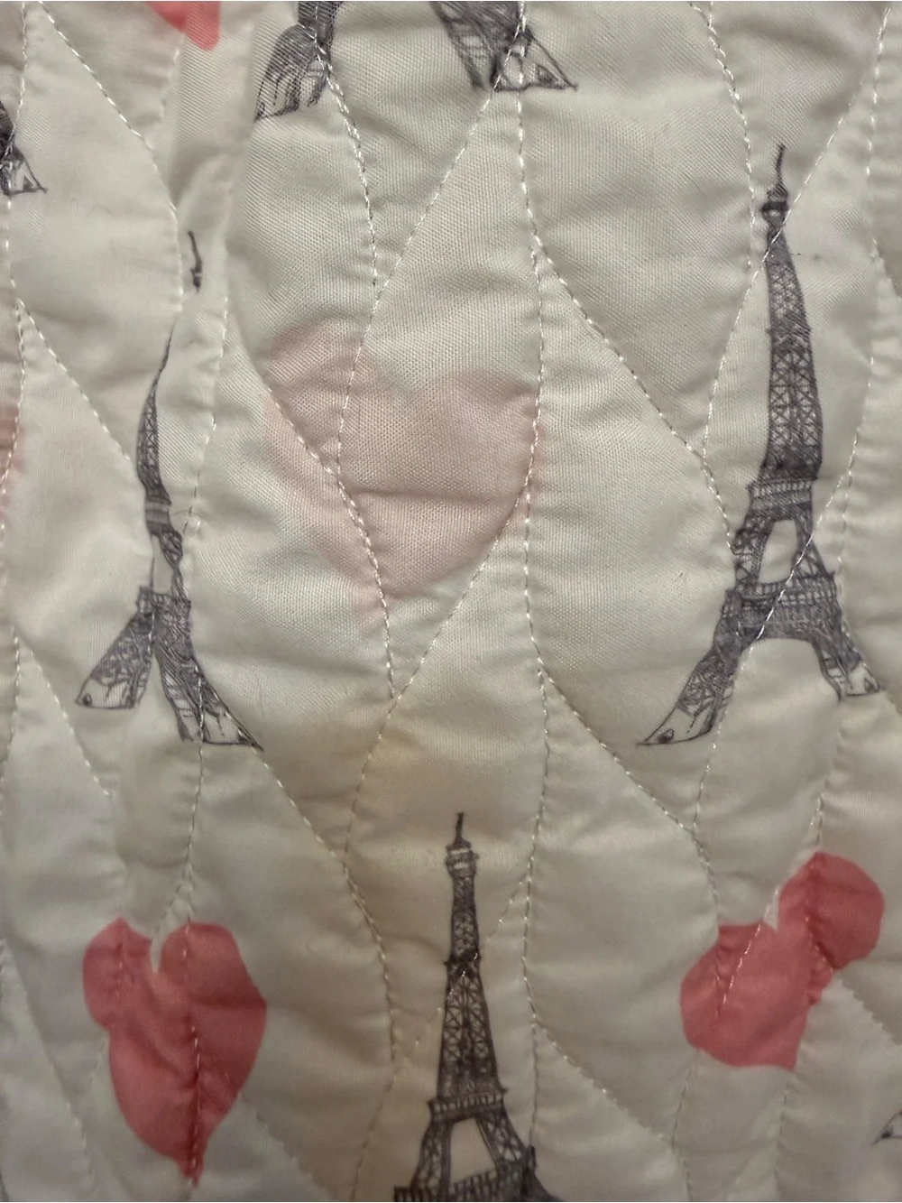 Nicole Miller Pink and Gray Eiffel Tower Quilted Throw